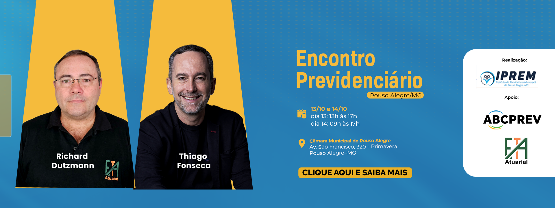 IPREM Pouso Alegre promove Encontro Previdenciário nos dias 13 e 14 de outubro