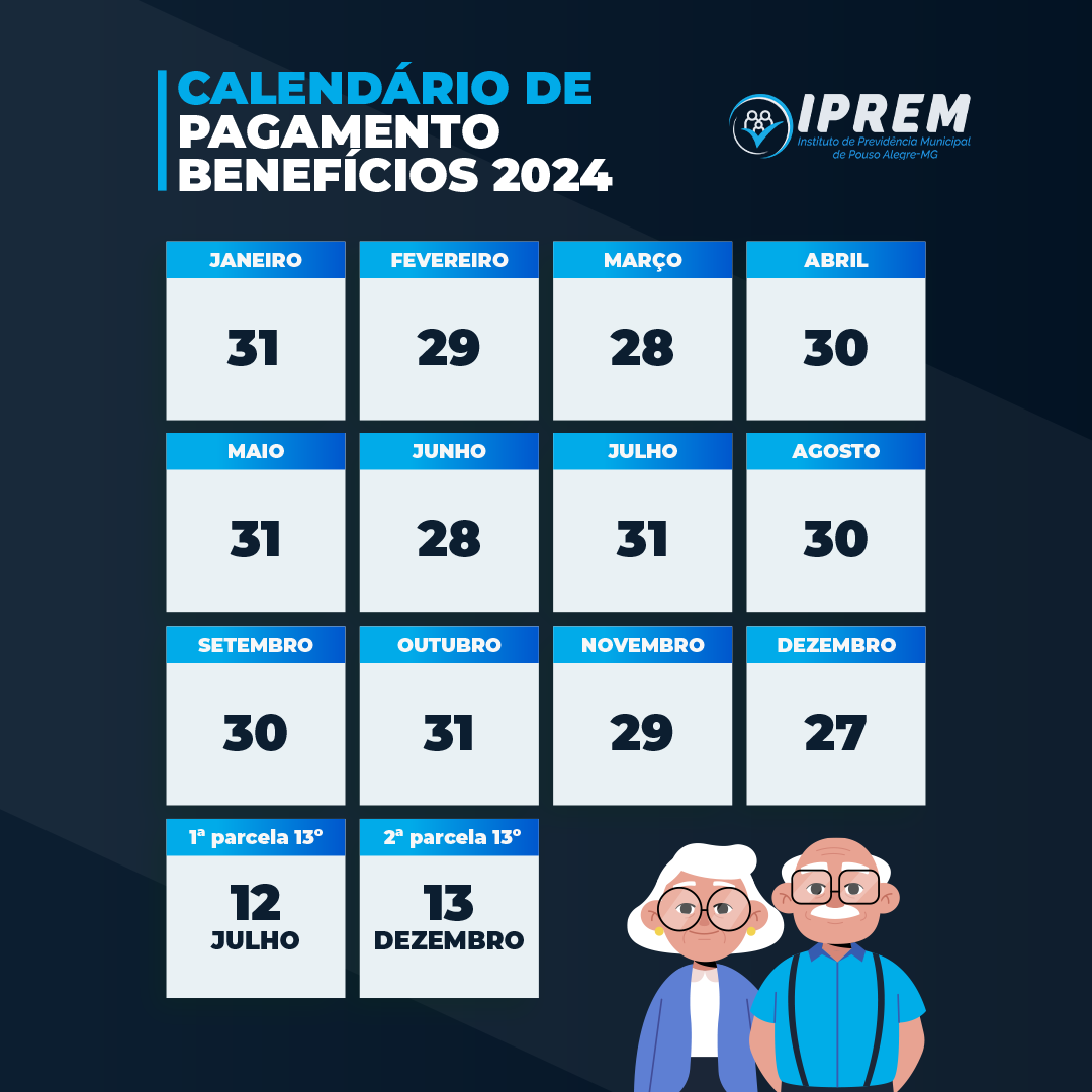 CALENDÁRIO DE PAGAMENTO BENEFÍCIOS 2024