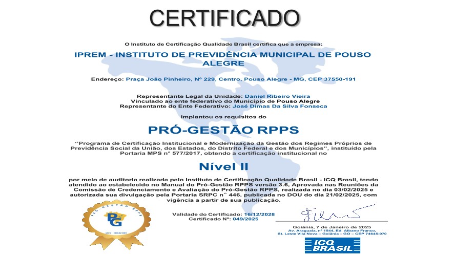 CERTIFICADO DE PRÓ-GESTÃO NÍVEL II